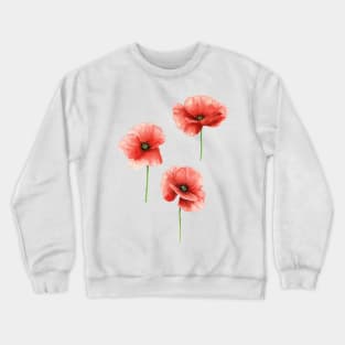 Red Poppies Pattern Crewneck Sweatshirt